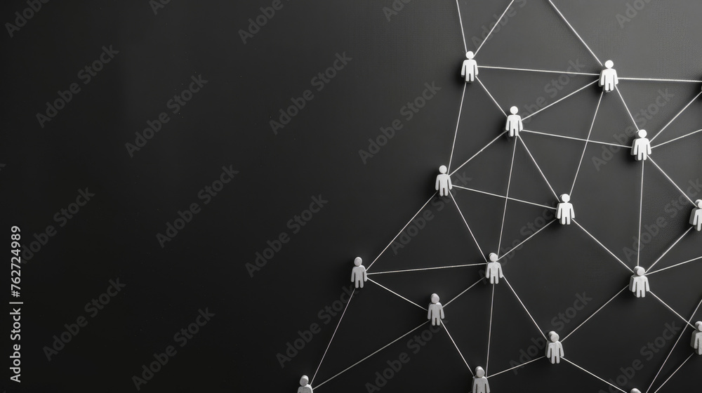 Network of white figures on dark background Network of white figures on dark background