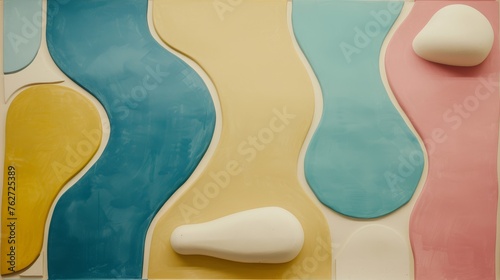 a close up of a piece of art with a white object in the middle of the picture and a blue object in the middle of the picture.