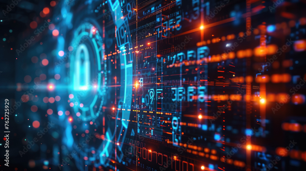 Abstract data pattern background, person looks at digital information in dark cyber space. Concept of secure, network, technology, art, security, tech, texture Abstract data pattern background, person looks at digital information in dark cyber space. Concept of secure, network, technology, art, security, tech, texture