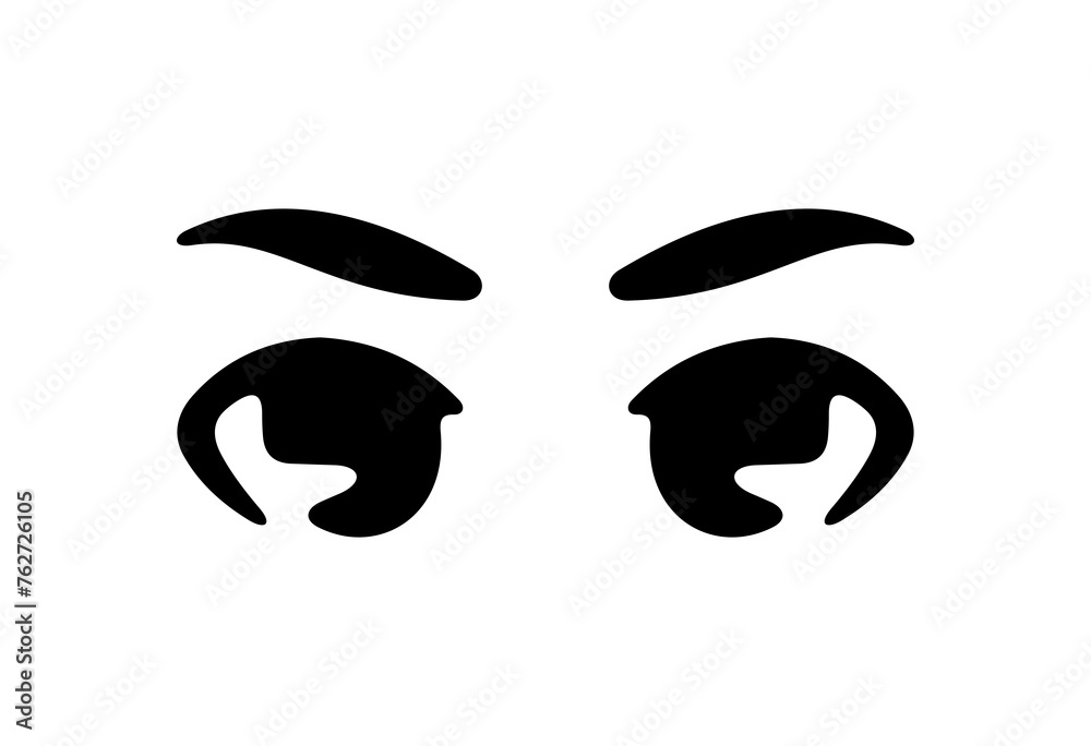 Eyes with eyelashes and eyebrows, cartoon and doll. Face, male and female, people in anime style, illustration - obrazy, fototapety, plakaty 