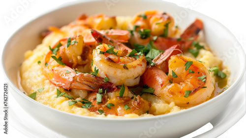 Southern Shrimp and Grits Isolated on Transparent Background