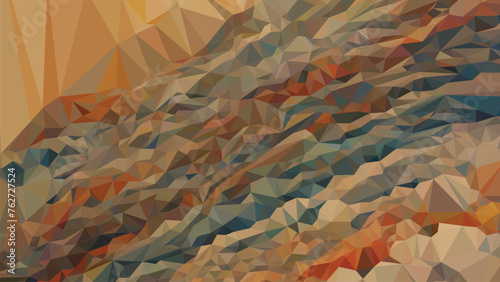 Low poly abstract colorful brown, beige, orange background, trendy, geometric, cyber polygonal wallpaper