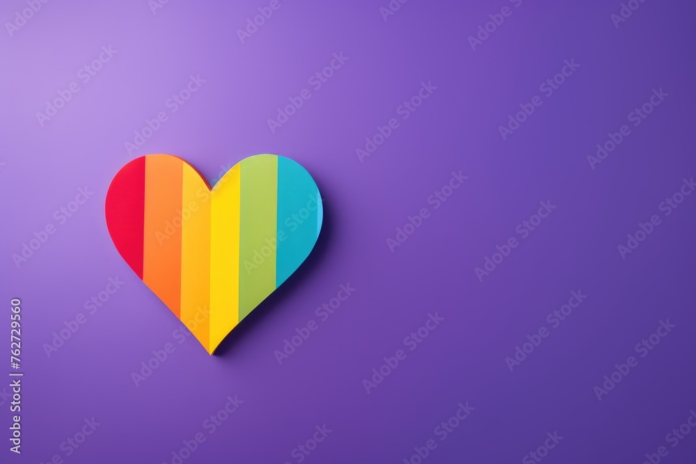 A vivid heart with rainbow colors on a gradient purple backdrop, embodying LGBTQ+ pride and love. A vivid heart with rainbow colors on a gradient purple backdrop, embodying LGBTQ+ pride and love.