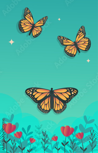 butterfly gradient background vertical