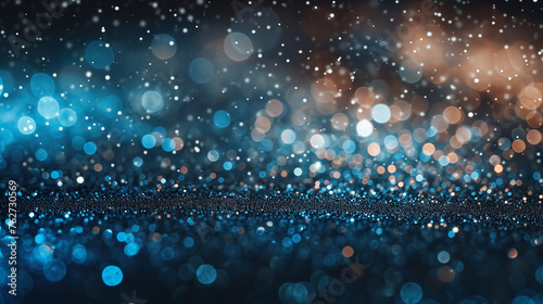 background of abstract glitter lights. silver, blue and black. de focused, Ai generated image