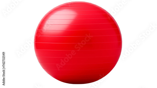 A vibrant red exercise ball resting gracefully on a pristine white background