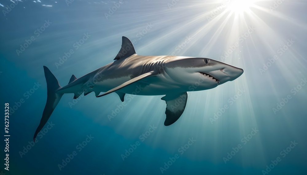 A Hammerhead Shark With Sunlight Filtering Through Upscaled 3