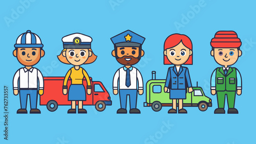different professions engineer vector illustration