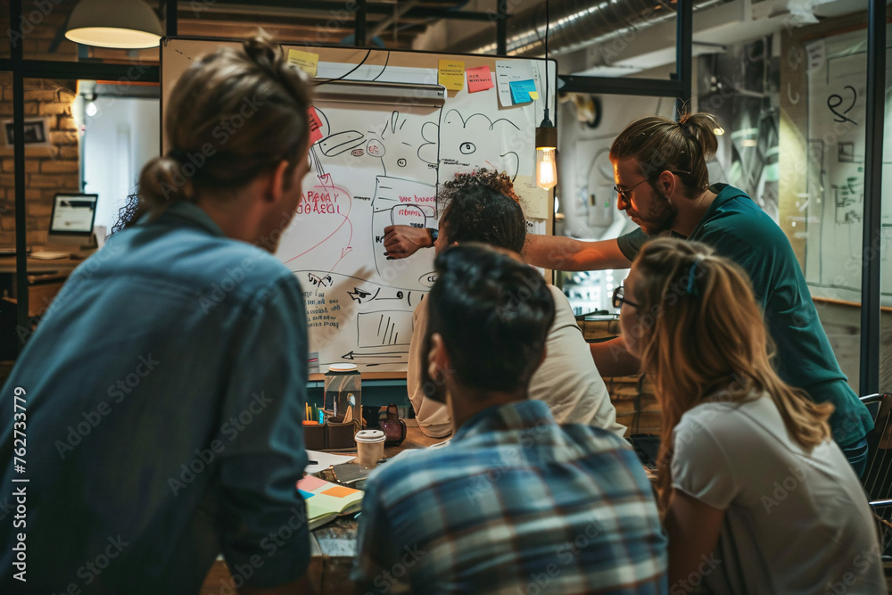 A group of young entrepreneurs brainstorming ideas A group of young entrepreneurs brainstorming ideas