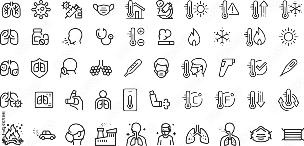 Disease, sickness and flu elements - minimal thin line web icon set. Outline editable icons collection. Simple vector illustration. Disease, sickness and flu elements - minimal thin line web icon set. Outline editable icons collection. Simple vector illustration.