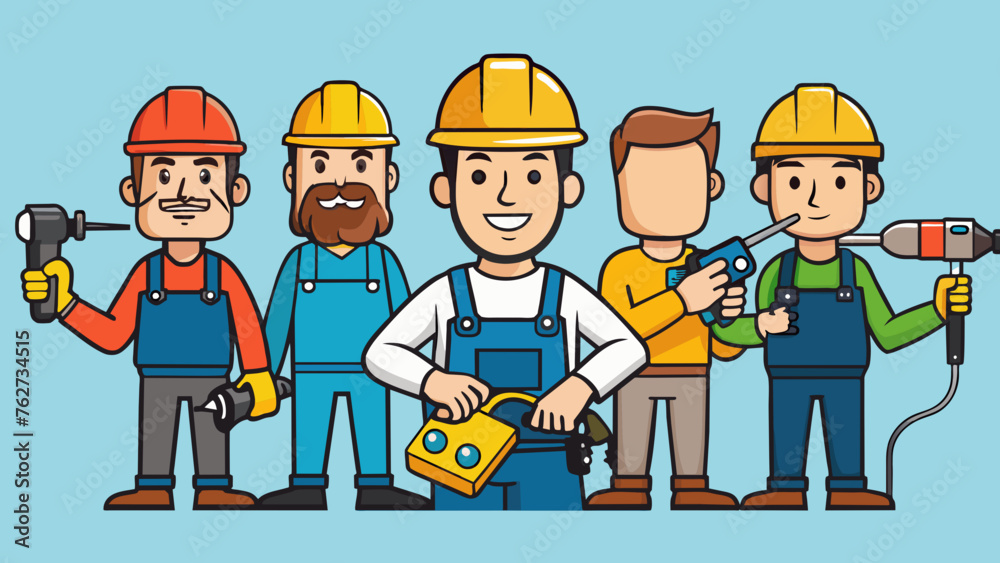 set of worker with various tools vector illustration set of worker with various tools vector illustration