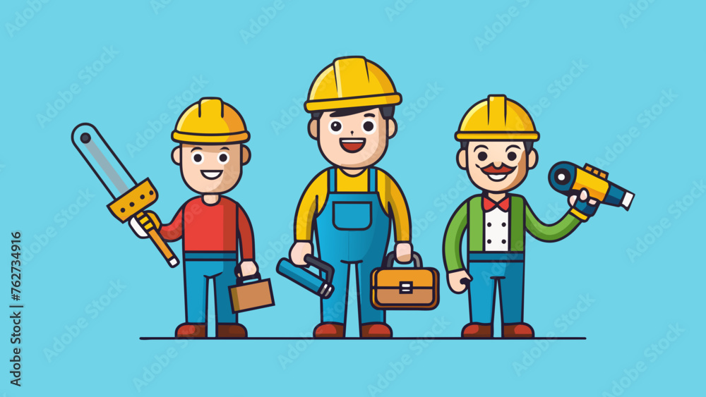 set of worker with various tools vector illustration set of worker with various tools vector illustration