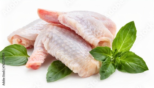 raw chicken wings isolated on white background with full depth of field