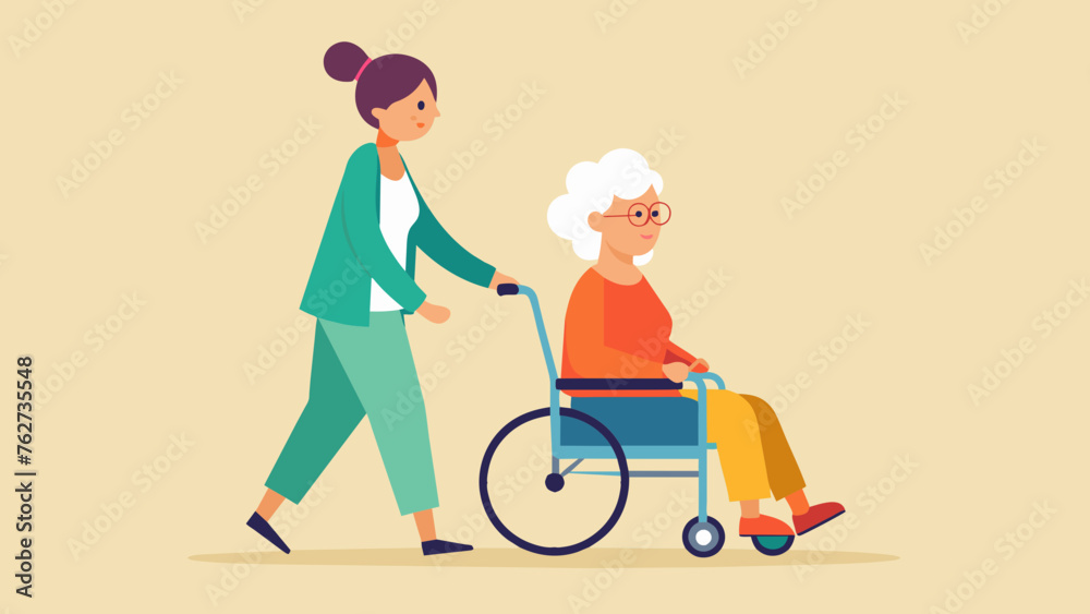 disabled grandmother vector illustration