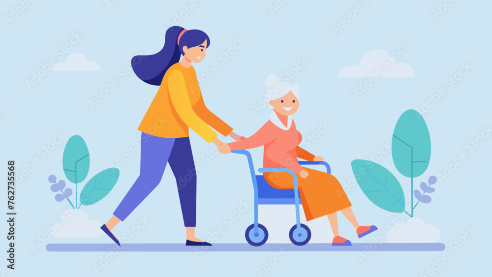 disabled grandmother vector illustration
