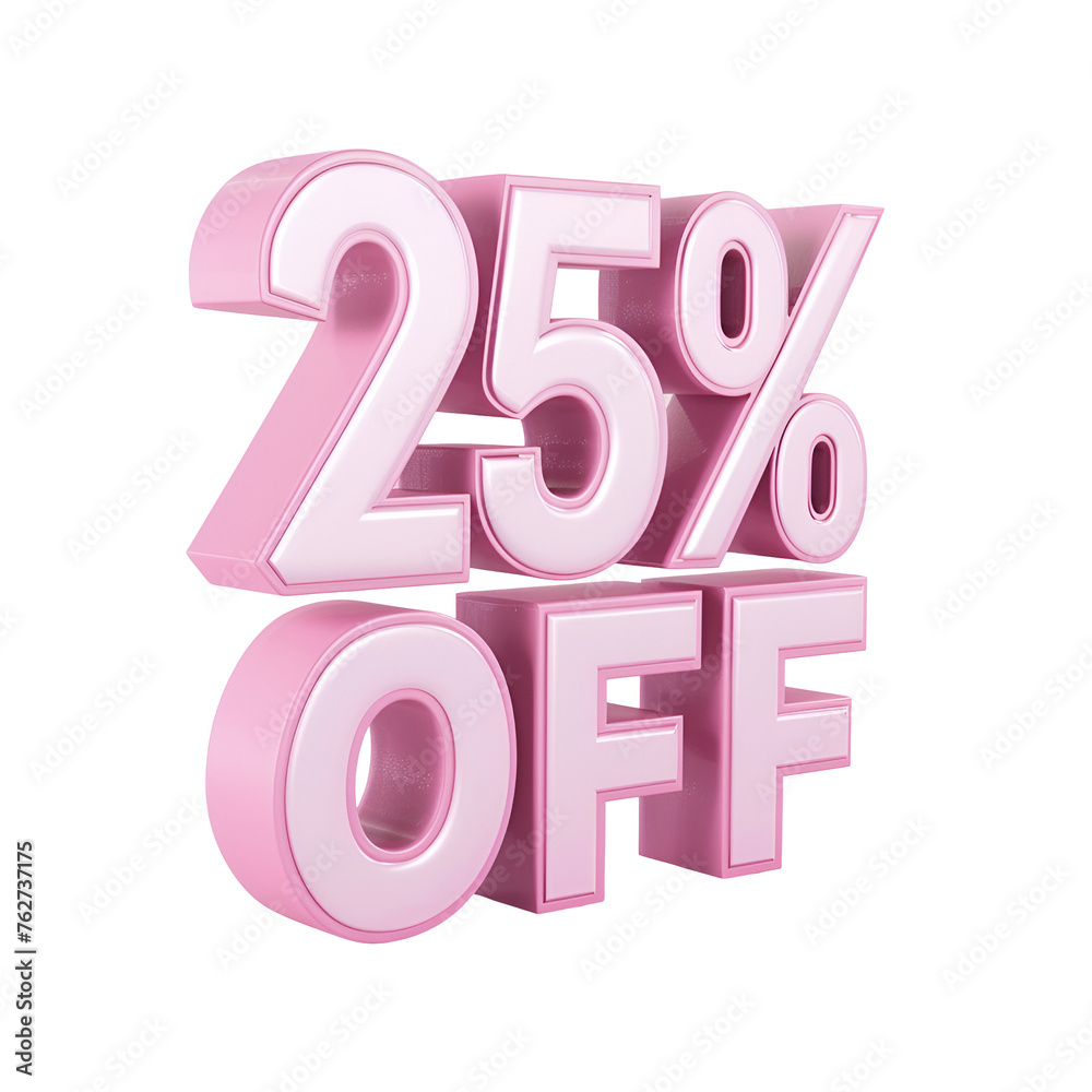 Discount Sale: 25% off Number and Percent in 3D Render, Isolated on Transparent Background, PNG Discount Sale: 25% off Number and Percent in 3D Render, Isolated on Transparent Background, PNG