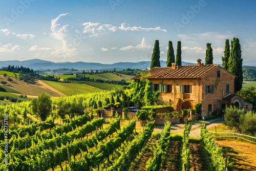 A charming vineyard in the Tuscan countryside