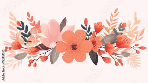 Background with flowers and ribbon. Beautiful decor