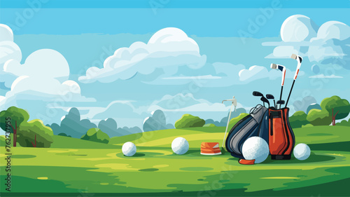 Background with golf items. Sport club illustration