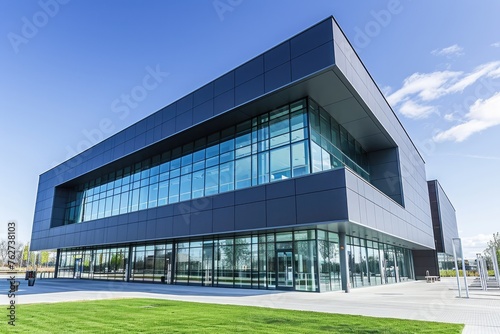 A towering structure with an extensive display of windows  showcasing its impressive architectural design  The use of lightweight  high-strength materials in modern building design  AI Generated