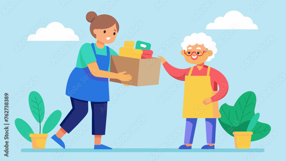 helping grandmother carry vector illustration helping grandmother carry vector illustration