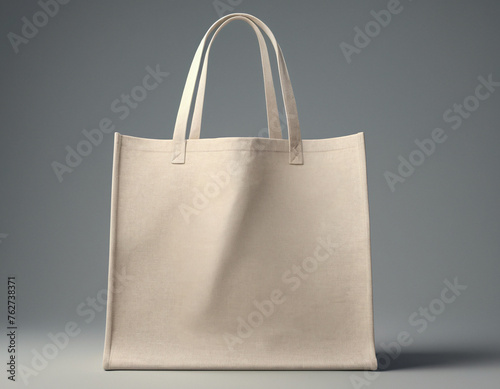 Mockup of white textile shopper bag