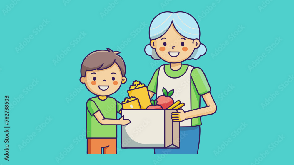helping grandmother carry vector illustration helping grandmother carry vector illustration