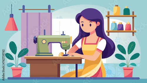 sewing machine man vector illustration
