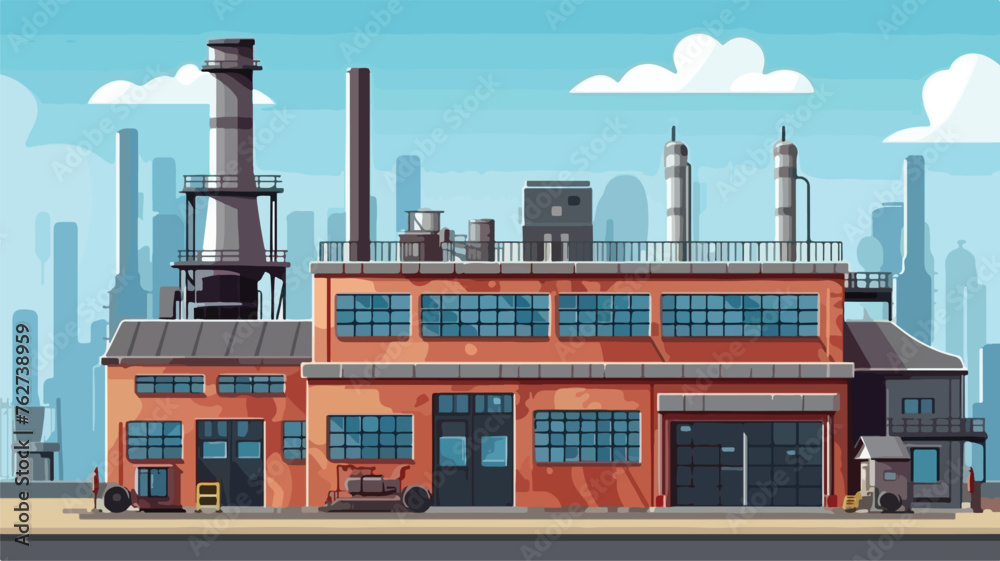 Background with industrial building. Urban manufact