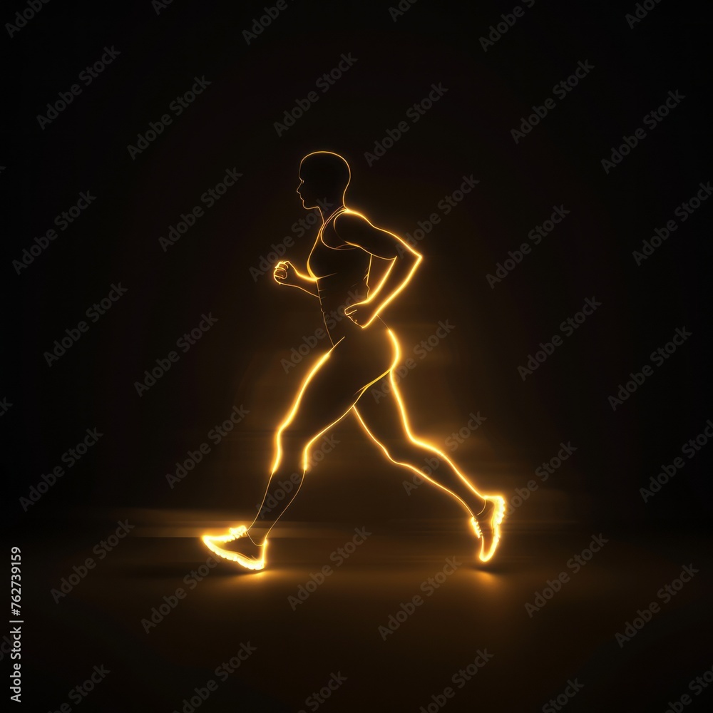 Dynamic 3D Rendered Icon with Energetic Silhouette of Person Running