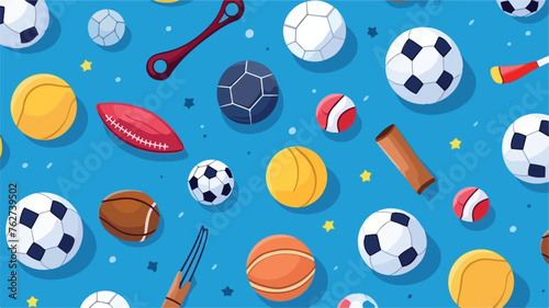Background with kawaii sport items. flat vector ill