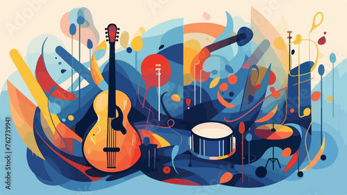 Background with musical instruments. Jazz blues and