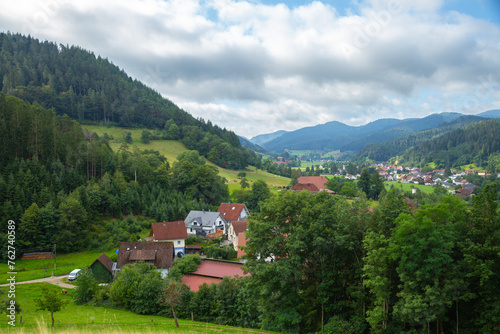 landscape of black forest village in the mountain valley in German