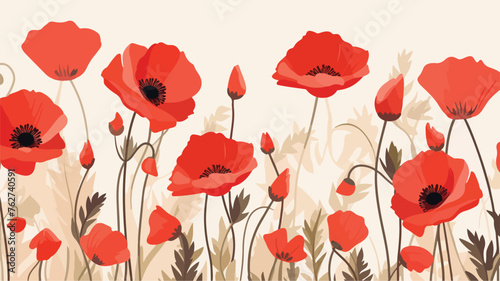 Background with poppies. Beautiful decorative plant