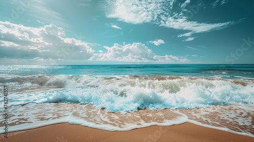 Beautiful beach with ocean waves in summer as a symbol for a tropical vacation © Alexander