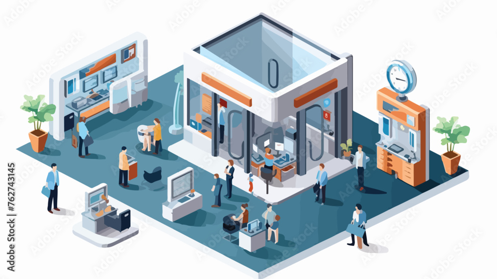 Bank services illustration in isometric view flat v