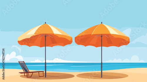 Fototapeta Naklejka Na Ścianę i Meble -  Beach umbrella vector illustration flat vector illu