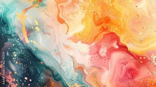 Vibrant watercolor swirls paint a mesmerizing marble splash against a bright canvas.