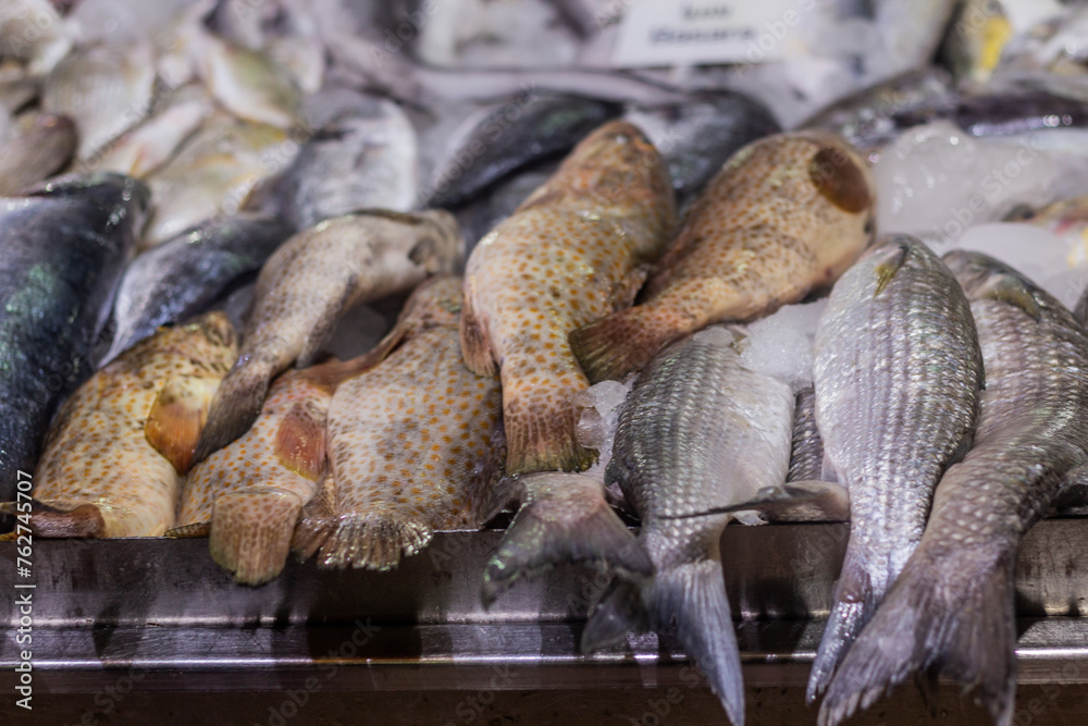 Fish for sale at Al Mina Market in Abu Dhabi, United Arab Emirates. Fish for sale at Al Mina Market in Abu Dhabi, United Arab Emirates.