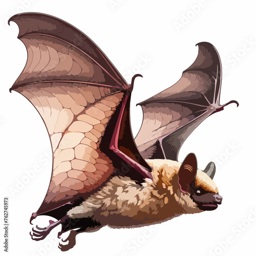Create a realistic 3D image of Nathusius' pipistrelle (Pipistrellus nathusii), a small bat species. a bat flying in the air. Title Bat flying in the airIdeal for Halloween designs or illustrations photo