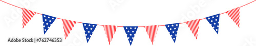 4th of July flag bunting decoration. Independence day garland hanging
