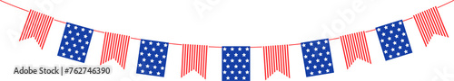 4th of July flag bunting decoration. Independence day garland hanging