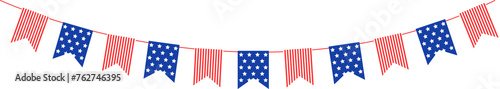 4th of July flag bunting decoration. Independence day garland hanging photo
