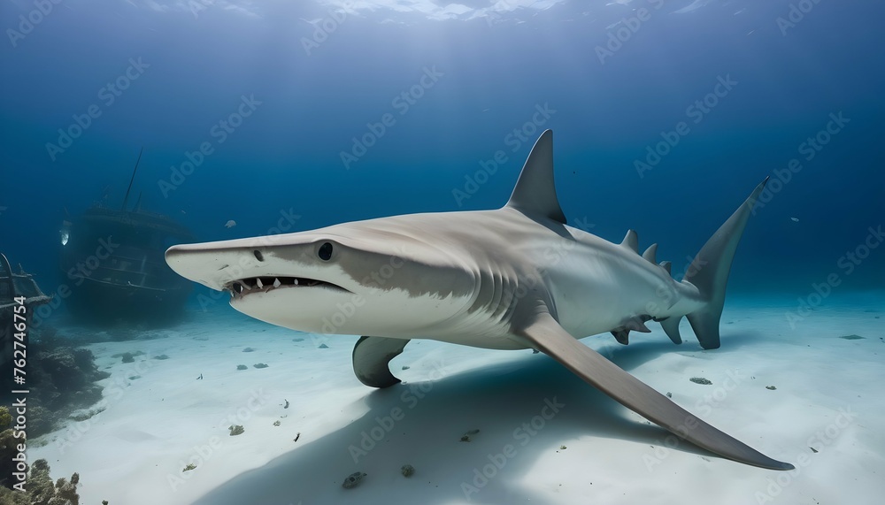 A Hammerhead Shark Investigating A Shipwreck Upscaled 3 2