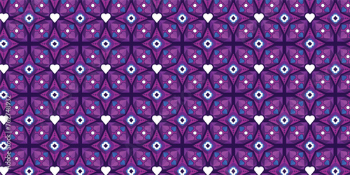 Geometrical Love Seamless Pattern, Purple Love Pattern Backdrop, Seamless Background Design 