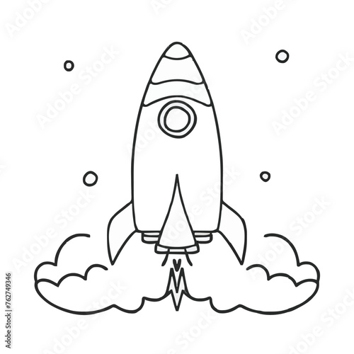 Adobe Illustrator Artwork of a black and white drawing of a rocket