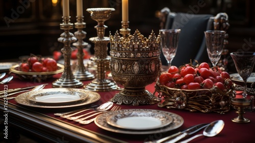 Elegant Silver and Gold Table Set