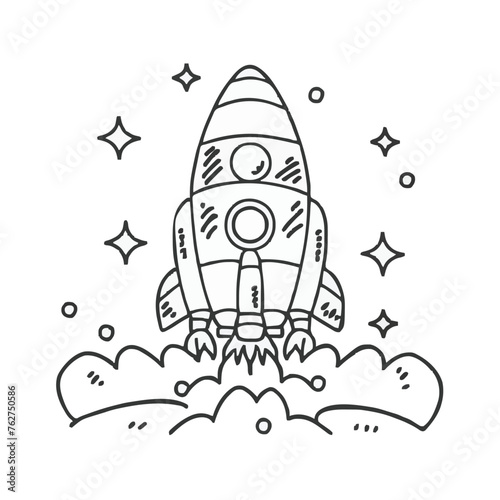 Adobe Illustrator Artwork of a black and white drawing of a rocket