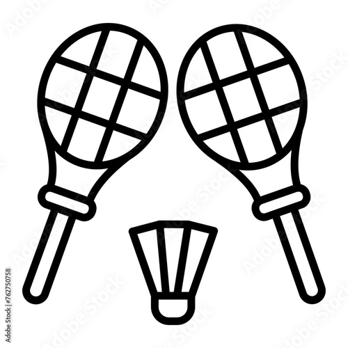 Badminton Line Icon