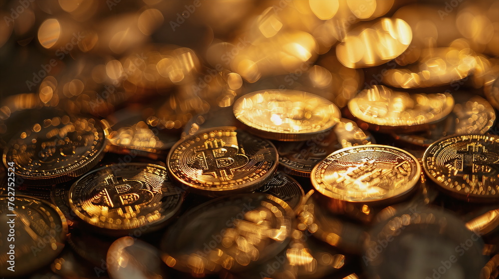 Bitcoin as shiny valuable golden coin Bitcoin as shiny valuable golden coin